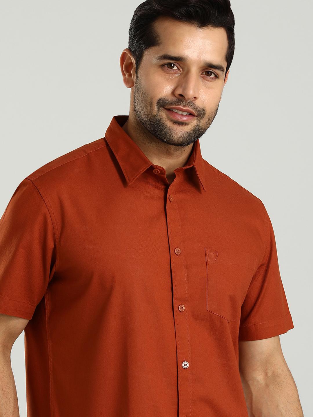 

Indian Terrain Classic Slim Fit Spread Collar Cotton Shirt, Red