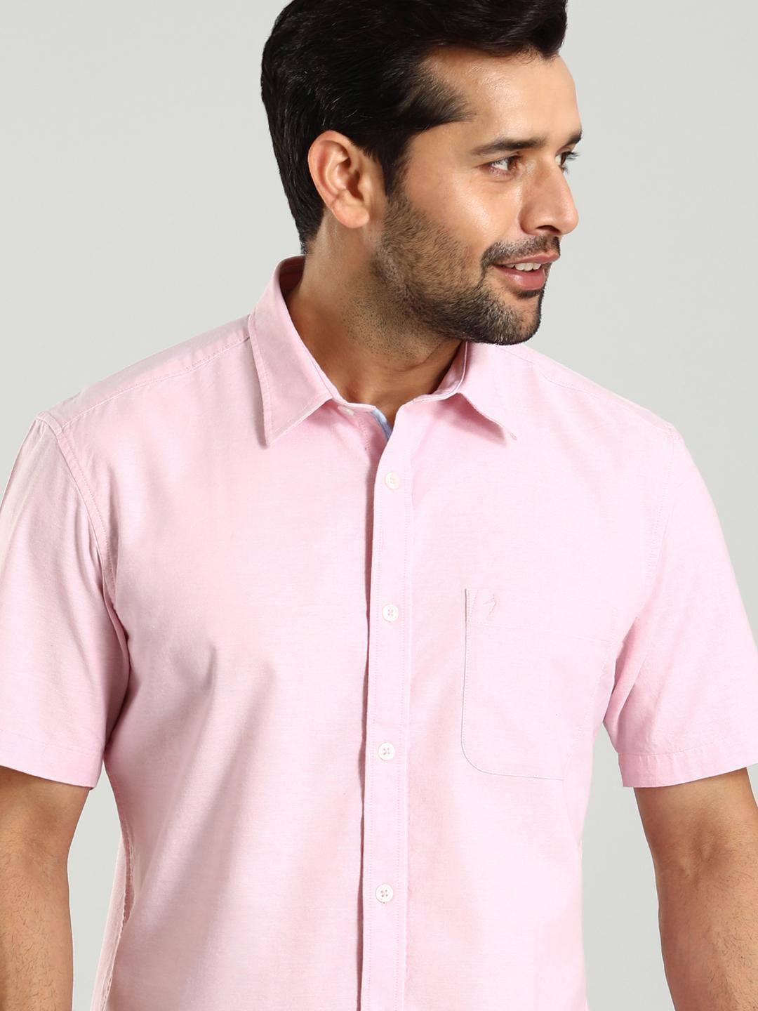

Indian Terrain Classic Cutaway Collar Slim Fit Cotton Casual Shirt, Pink