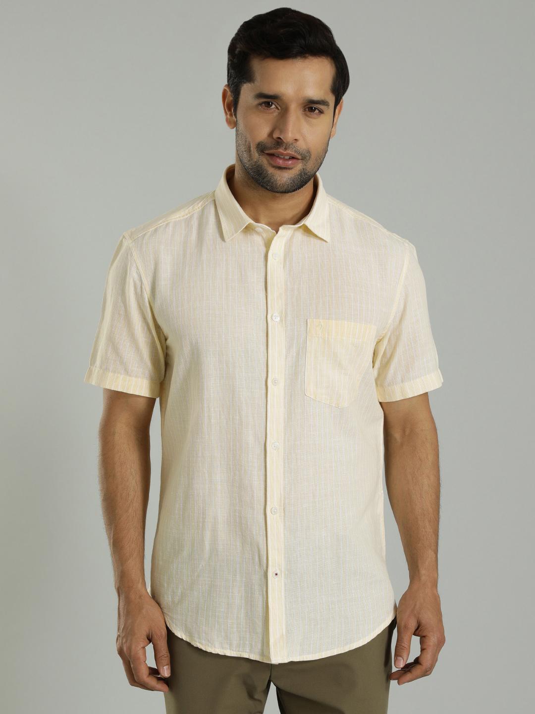 

Indian Terrain Slim Fit Striped Cotton Casual Shirt, Yellow