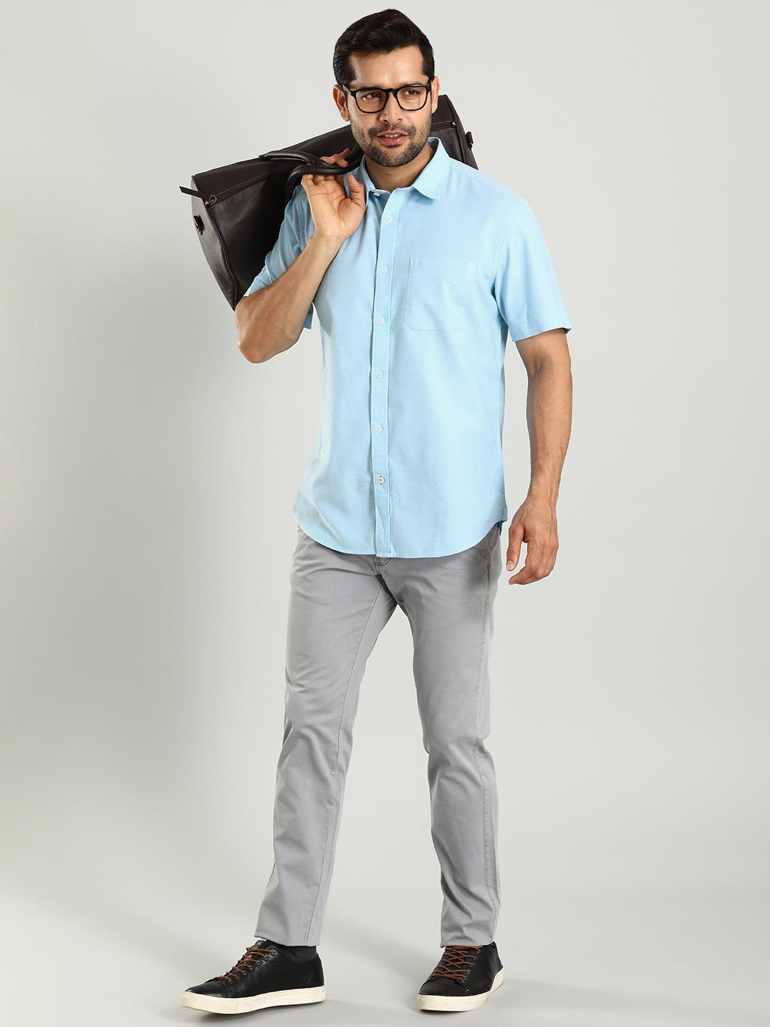 

Indian Terrain Classic Slim Fit Cotton Casual Shirt, Blue
