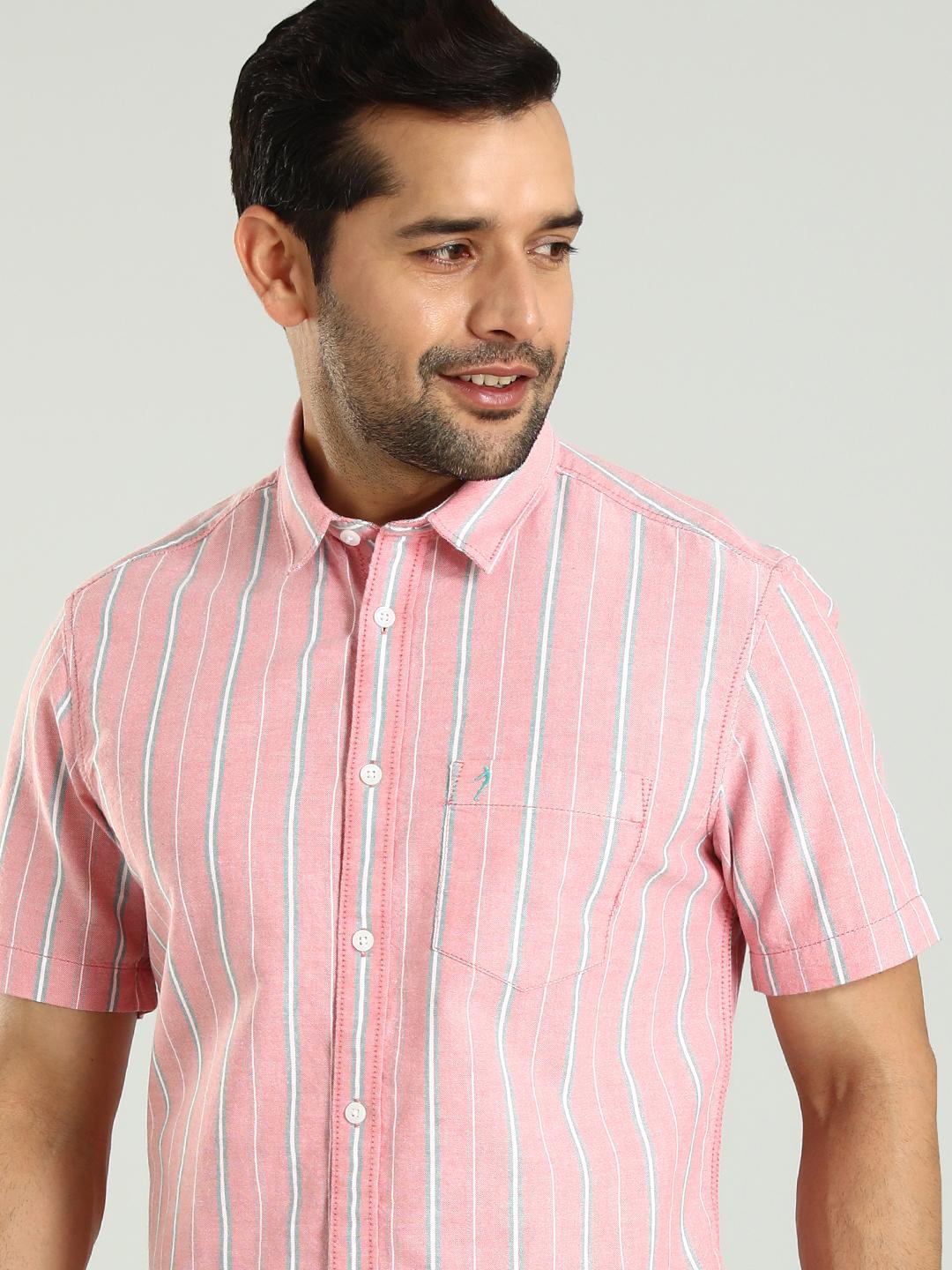 

Indian Terrain Classic Slim Fit Striped Cotton Casual Shirt, Pink