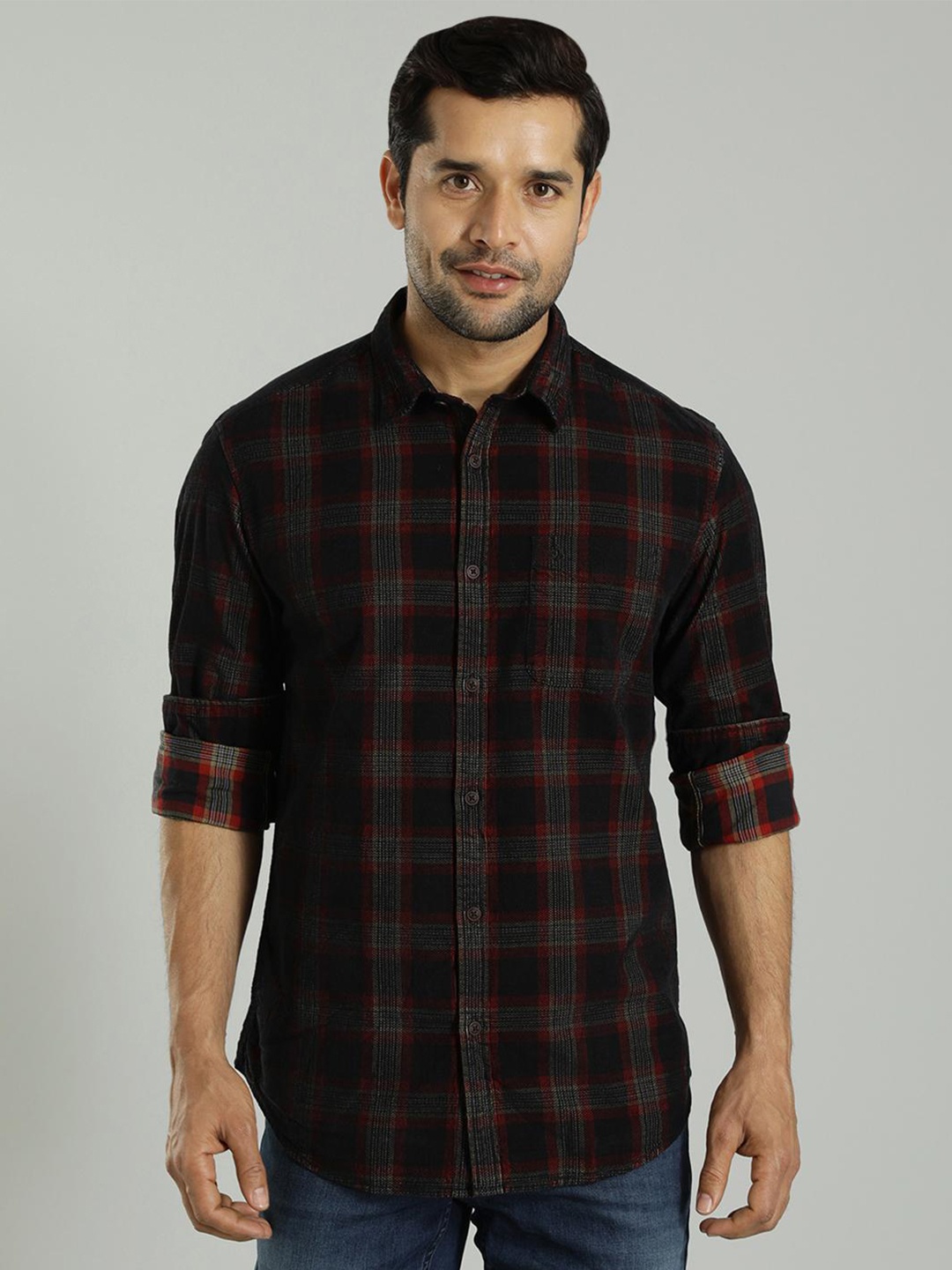 

Indian Terrain Slim Fit Tartan Checks Cotton Casual Shirt, Blue
