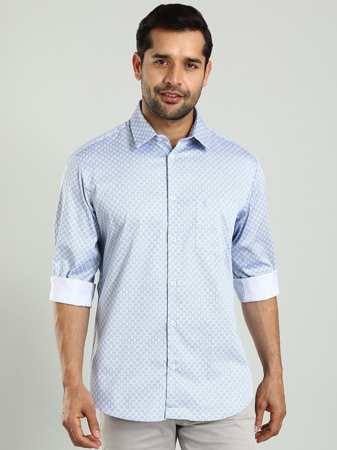 

Indian Terrain Classic Slim Fit Printed Cotton Casual Shirt, Blue