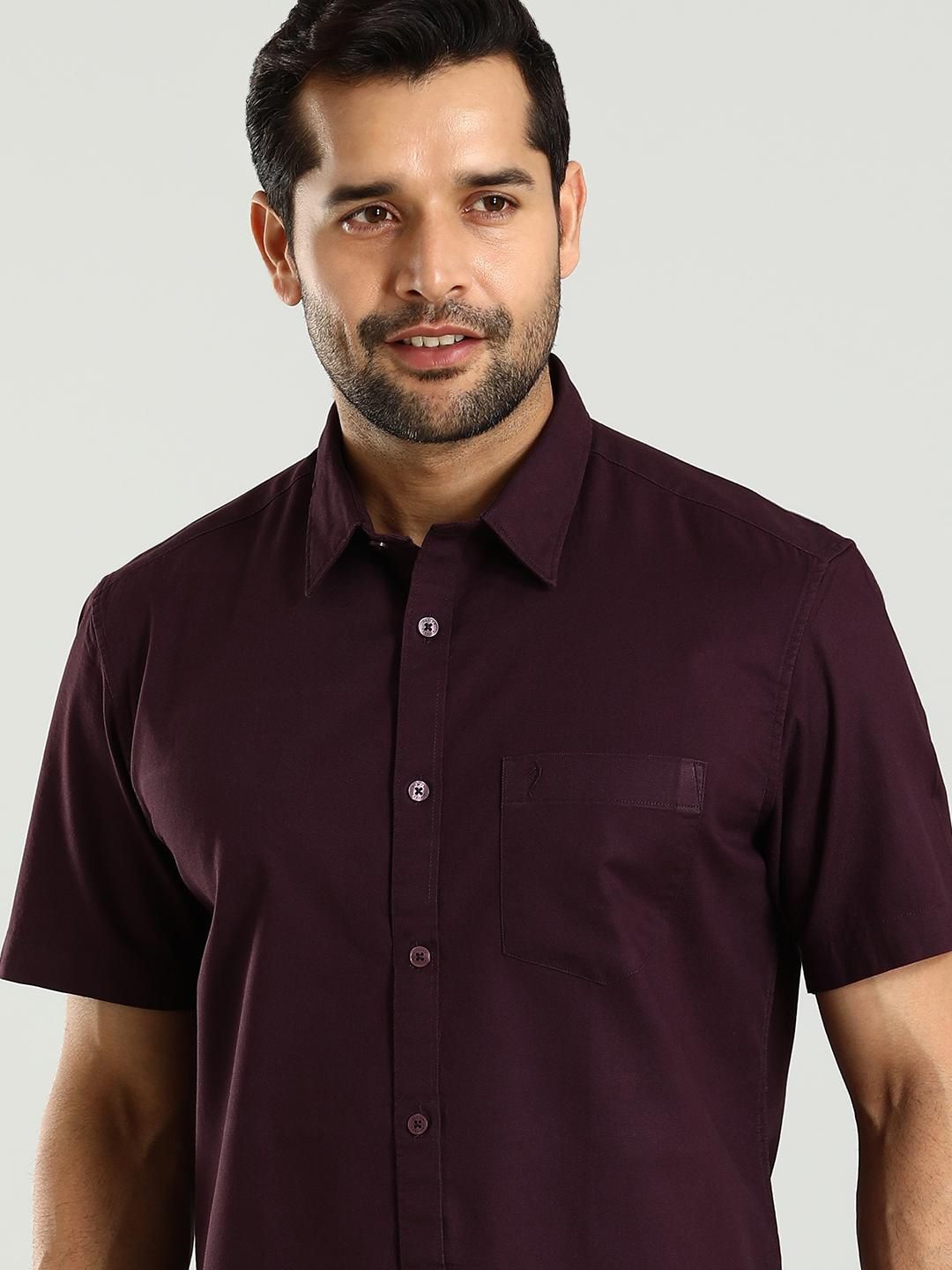

Indian Terrain Classic Slim Fit Spread Collar Cotton Shirt, Red