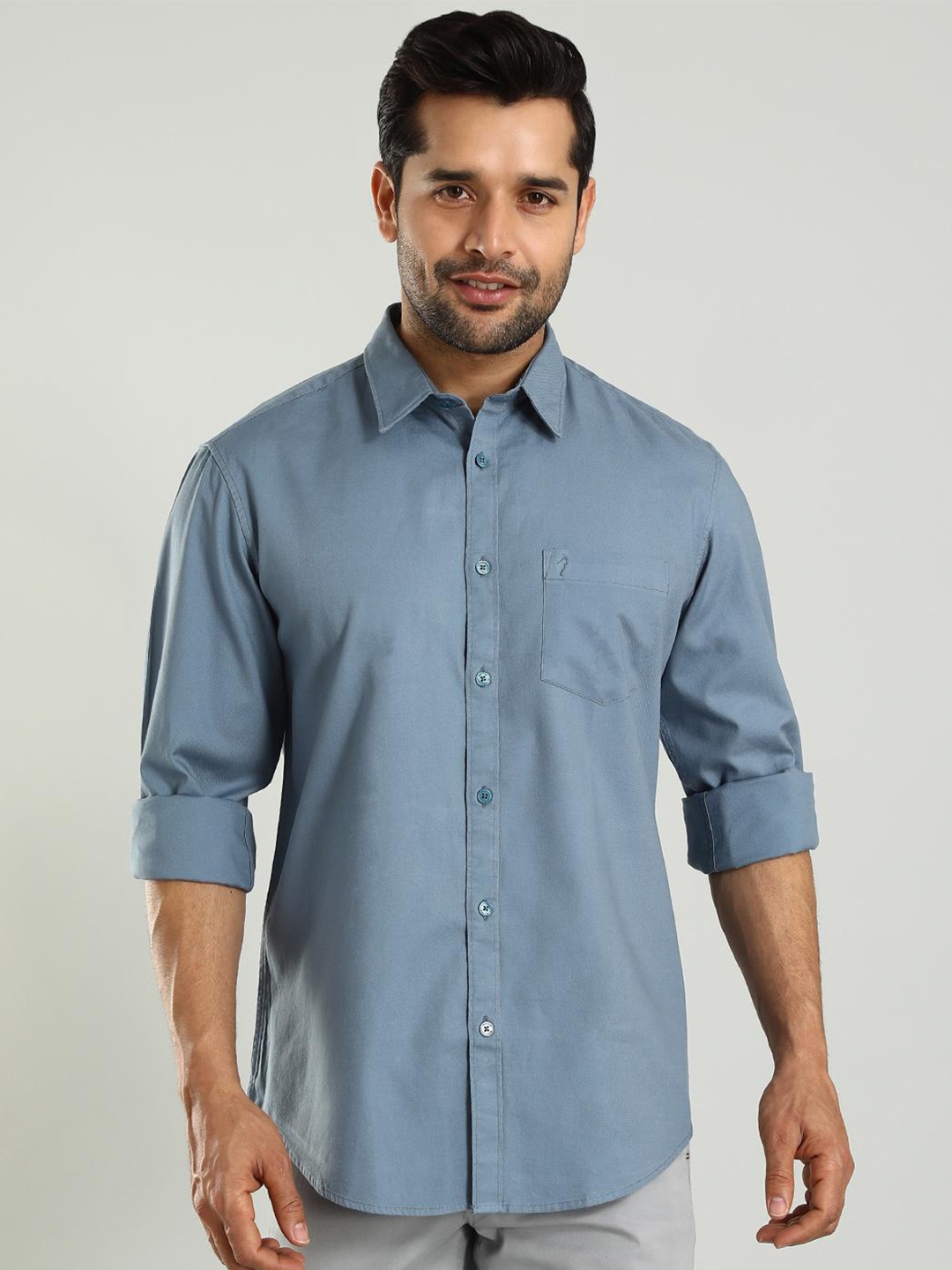 

Indian Terrain Classic Slim Fit Cotton Opaque Casual Shirt, Blue