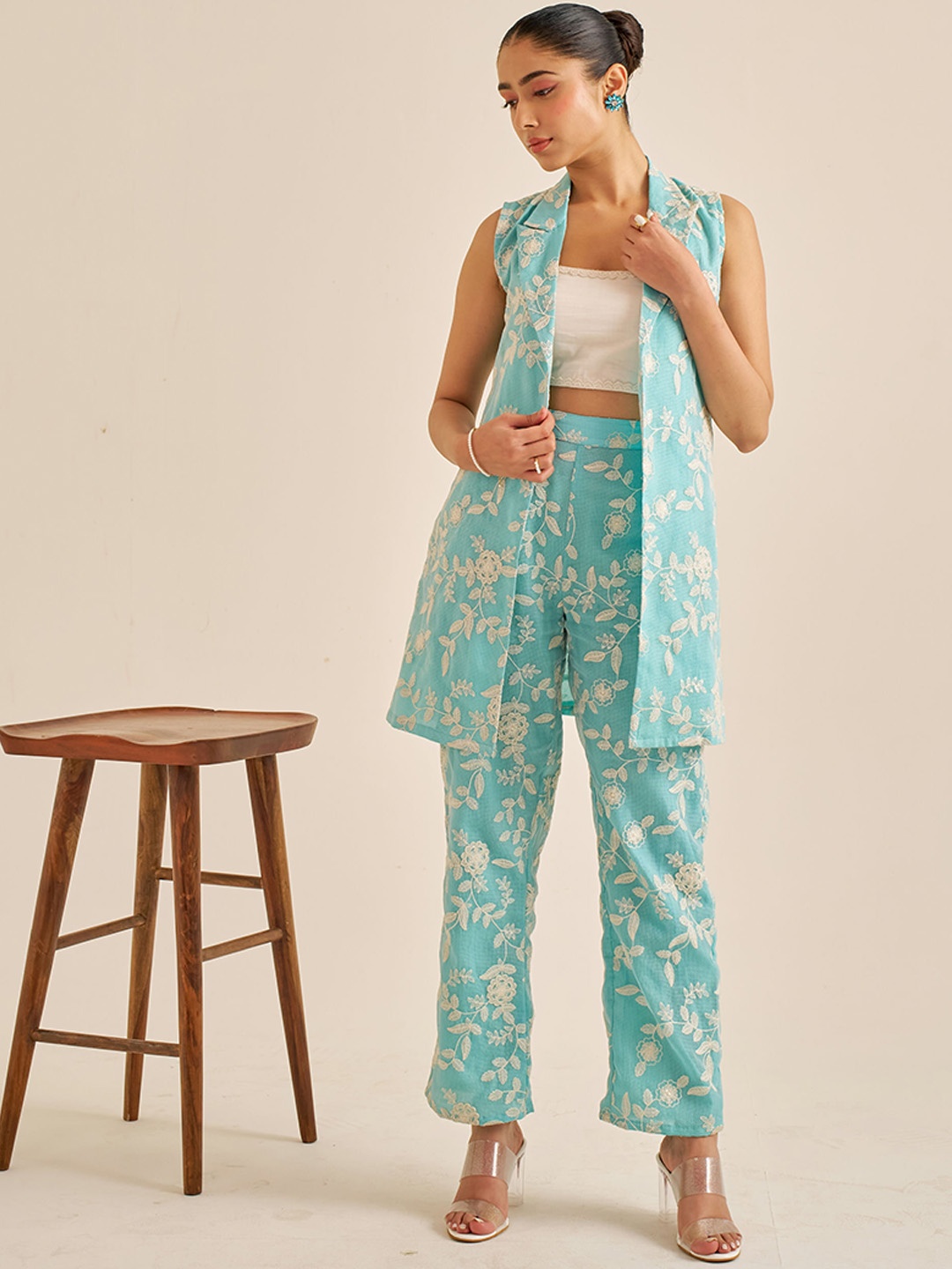 

Alaya By Stage3 Women Meher Skyline Blue Embroidered Boss Babe Jacket