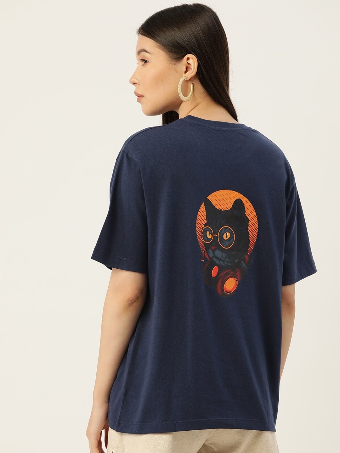 

Slenor Graphic Printed Round Neck Pure Cotton T-shirt, Navy blue