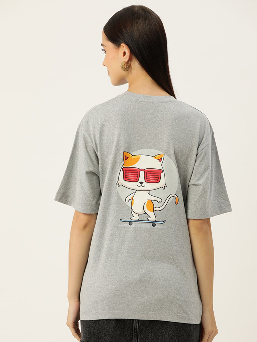 

Slenor Graphic Printed Round Neck Pure Cotton T-shirt, Grey melange