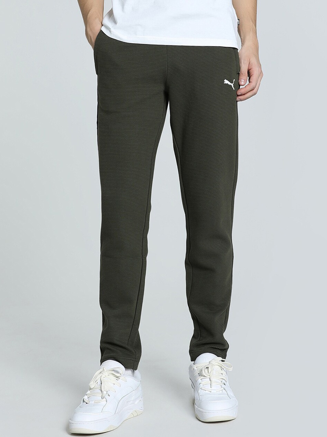 

Puma Ottoman Men Cotton Slim-Fit Track Pants, Olive