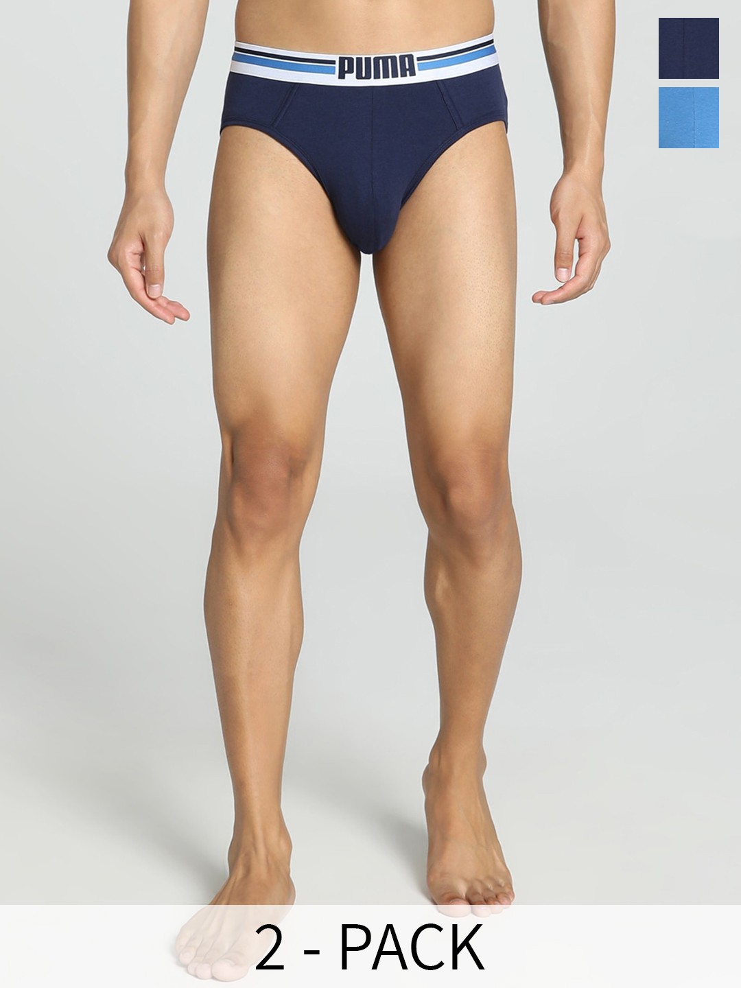 

Puma Pack of 2 Cotton Outer-Elastic Briefs 68527001, Blue