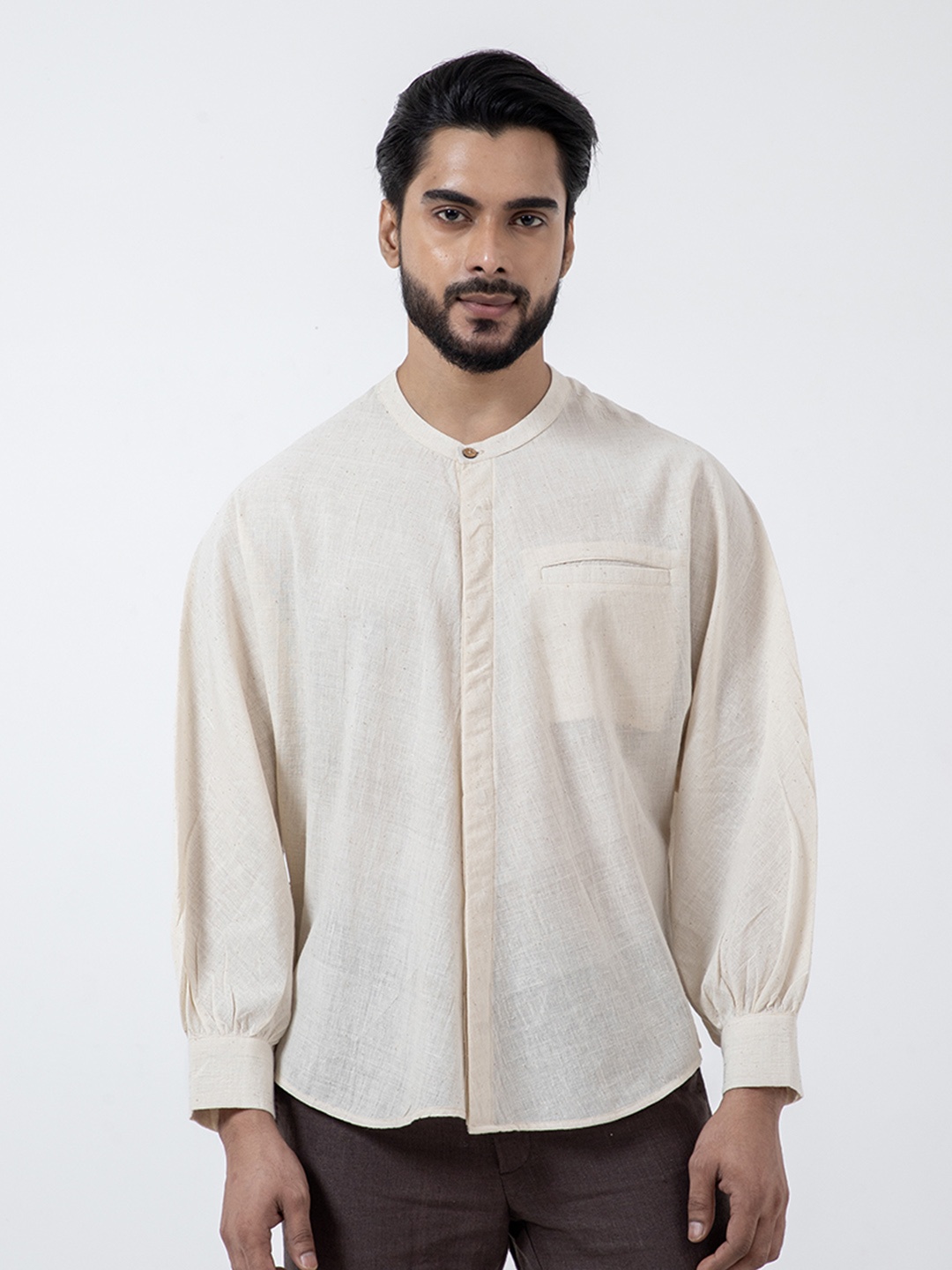 

Inkriti Handloom Kala Cotton Kimono Shirt, Off white
