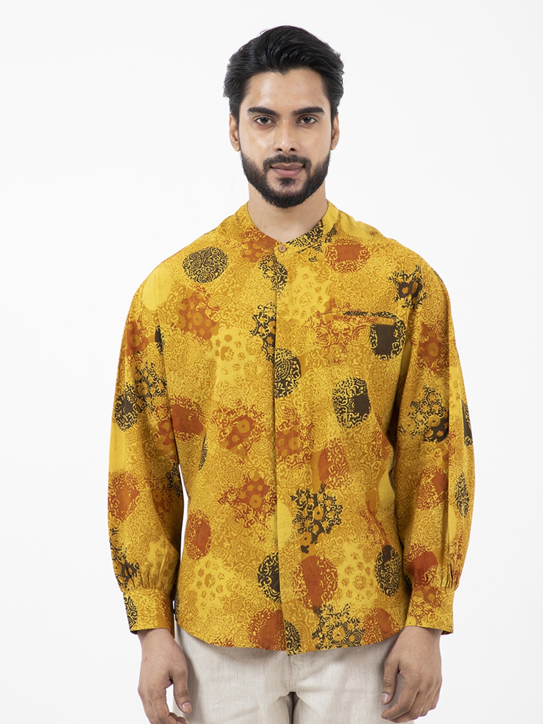 

Inkriti Ajrakh Sunshine Kimono Shirt, Yellow