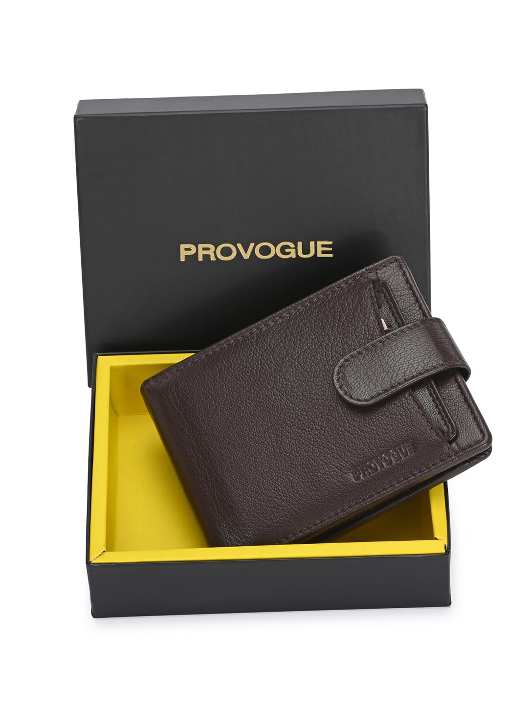 

Provogue Men Leather RFID Two Fold Wallet, Brown