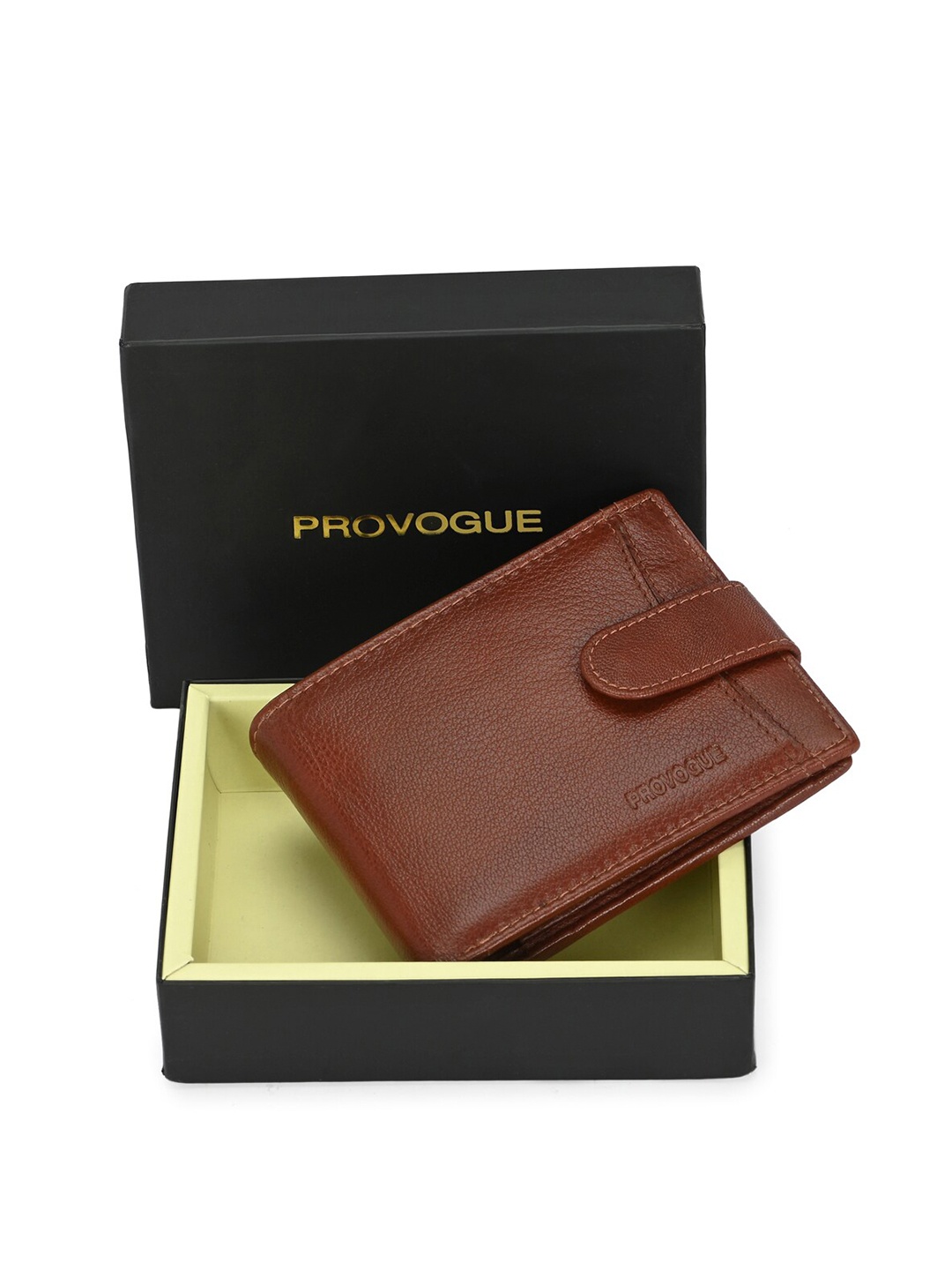 

Provogue Men Leather RFID Two Fold Wallet, Tan