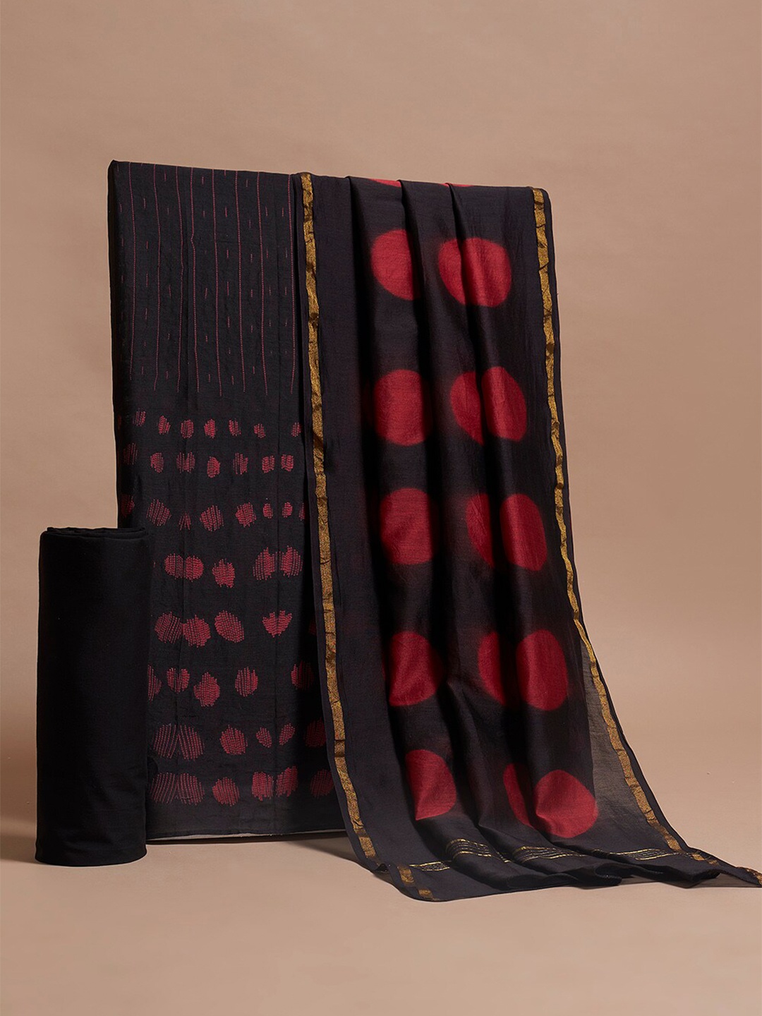 

Taneira Abstract Printed Silk Cotton Unstitched Dress Material, Brown
