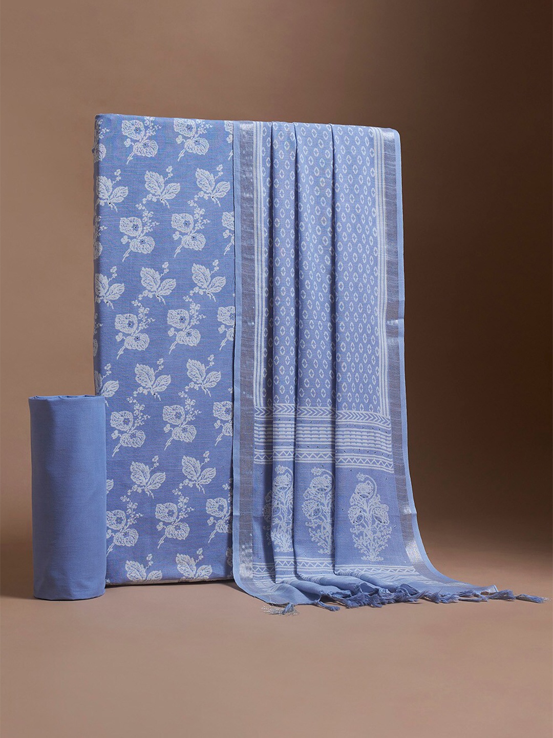 

Taneira Printed Unstitched Dress Material, Blue