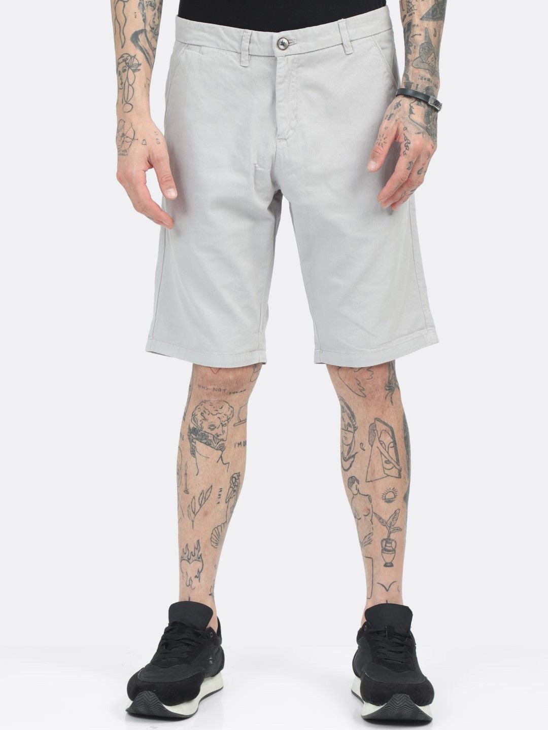 

BADMAASH Men Mid-Rise Slim Fit Shorts, Grey