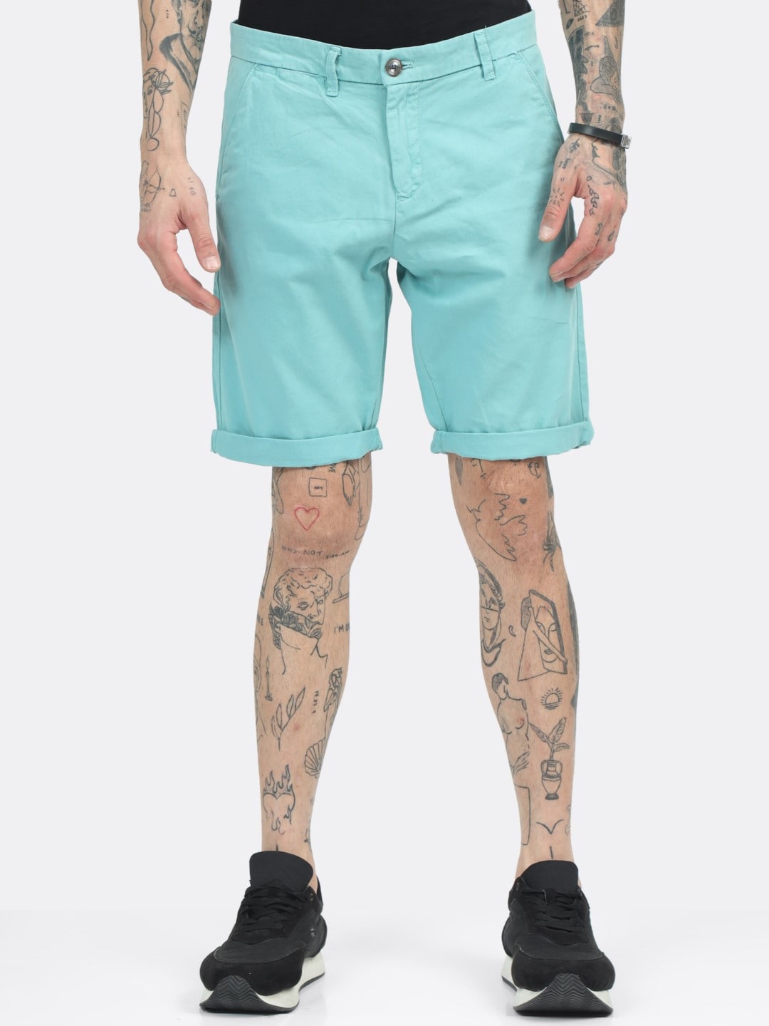 

BADMAASH Men Mid-Rise Slim Fit Cotton Regular Shorts, Blue