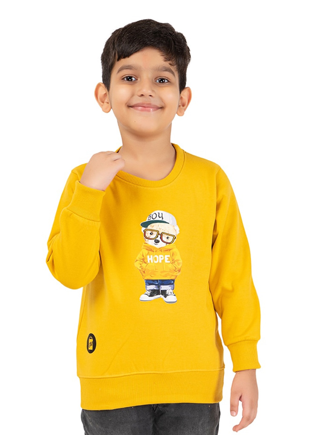 

SMSHOPMORE Boys Graphic Printed Round Neck Sweatshirt, Yellow