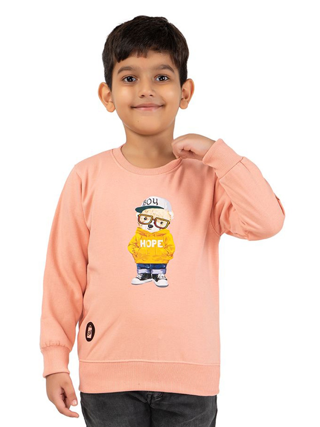 SMSHOPMORE Boys Graphic Printed Round Neck Sweatshirt, Pink