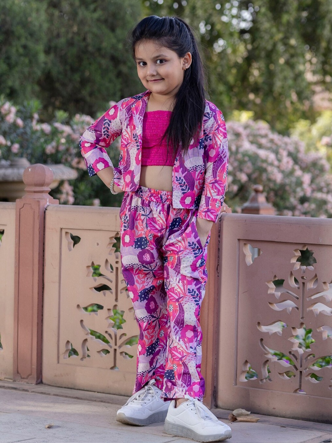 

Cutiediva Girls Printed Top with Trousers, Pink