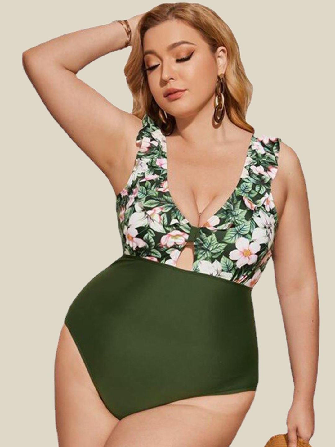 

FIESTA RESORTWEAR Plus Size Printed Swim Bodysuit, Green