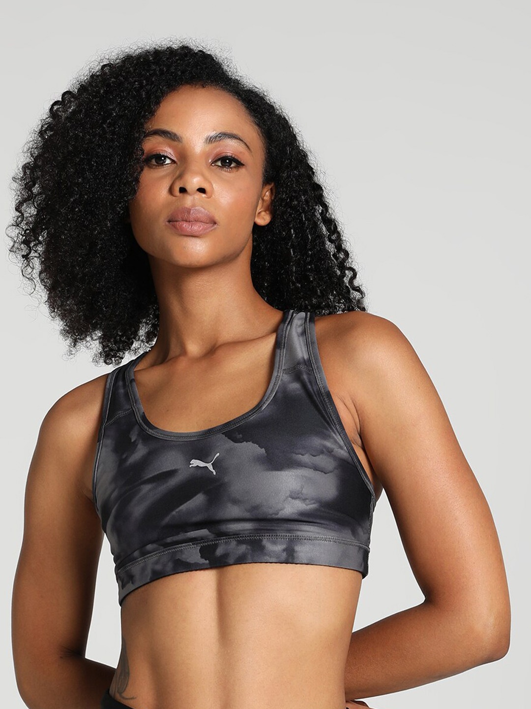 

Puma Run 4Keeps Printed Moisture Wicking Sports Bra, Black