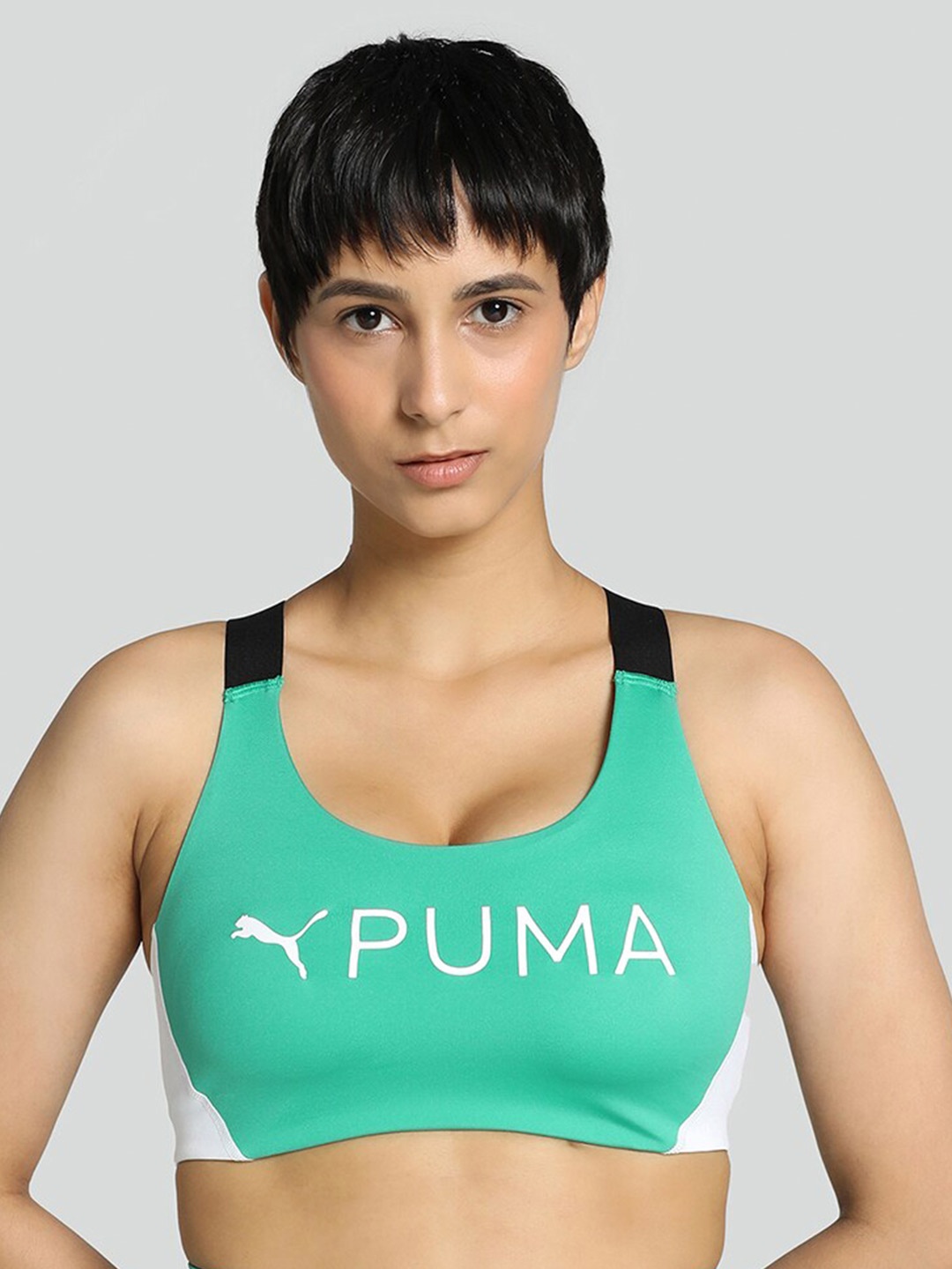 

Puma 4Keeps Eversculpt Printed Moisture Wicking Training Bra, Green