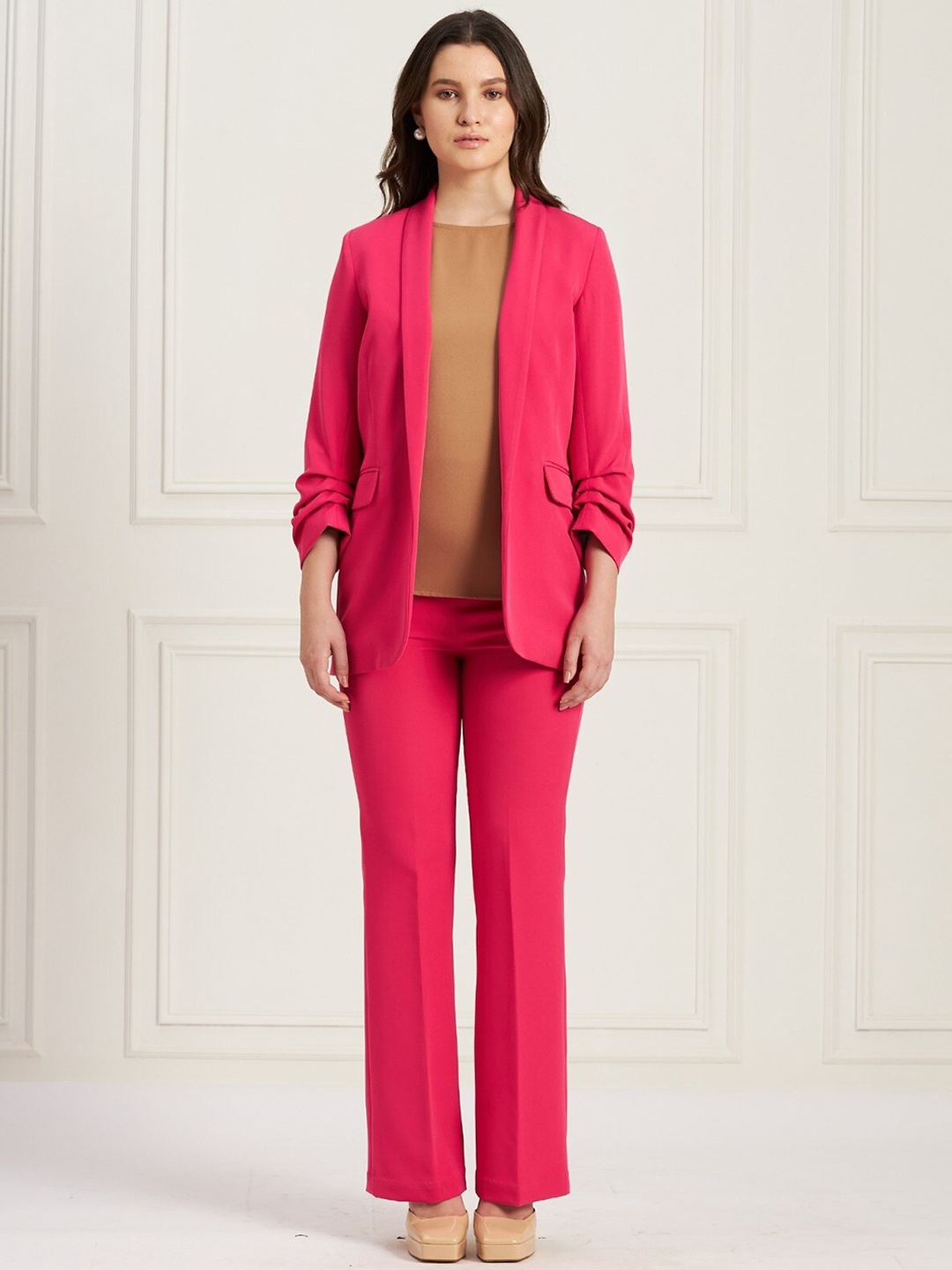 

SALT ATTIRE Single-Breasted Casual Blazer, Pink