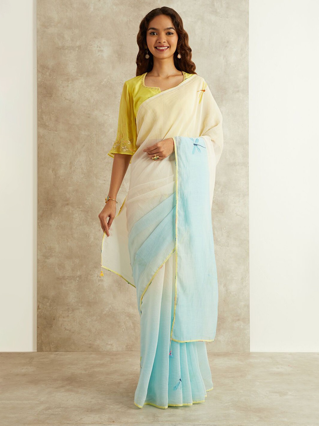 

Taneira Silk Cotton Saree, Off white