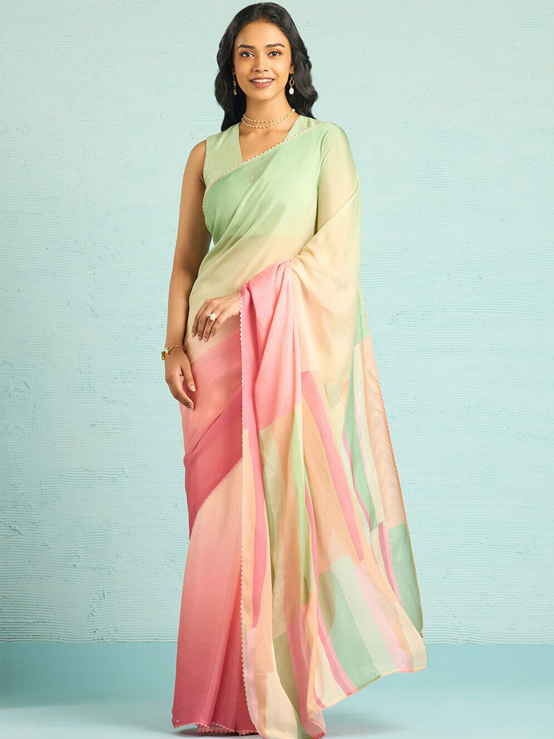 

Taneira Ombre Saree, Green