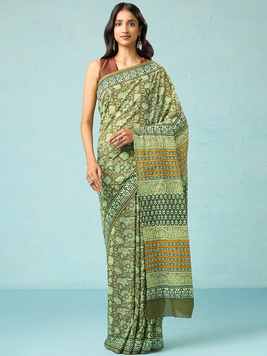

Taneira Floral Saree, Green
