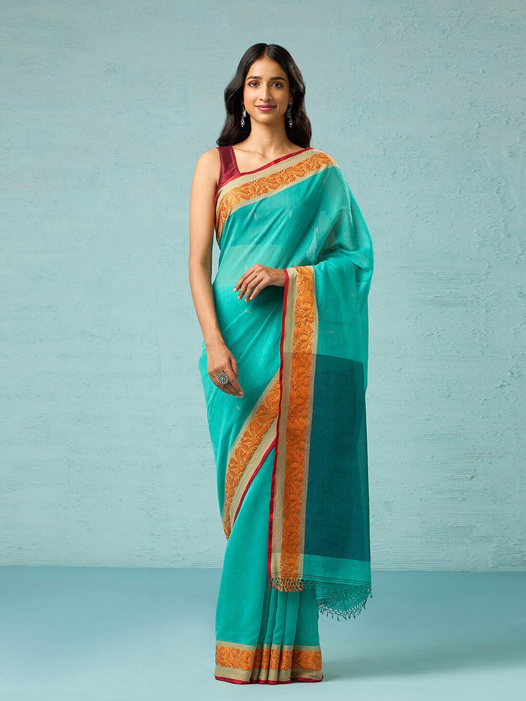 

Taneira Pure Cotton Saree, Green