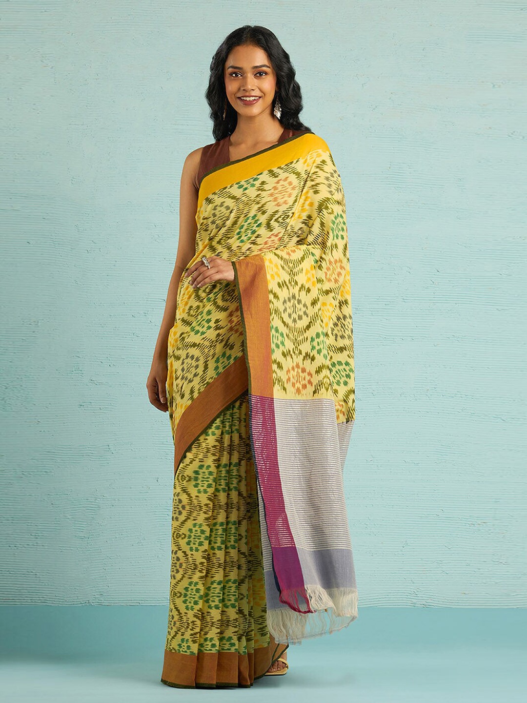 

Taneira Pure Cotton Pochampally Saree, Yellow