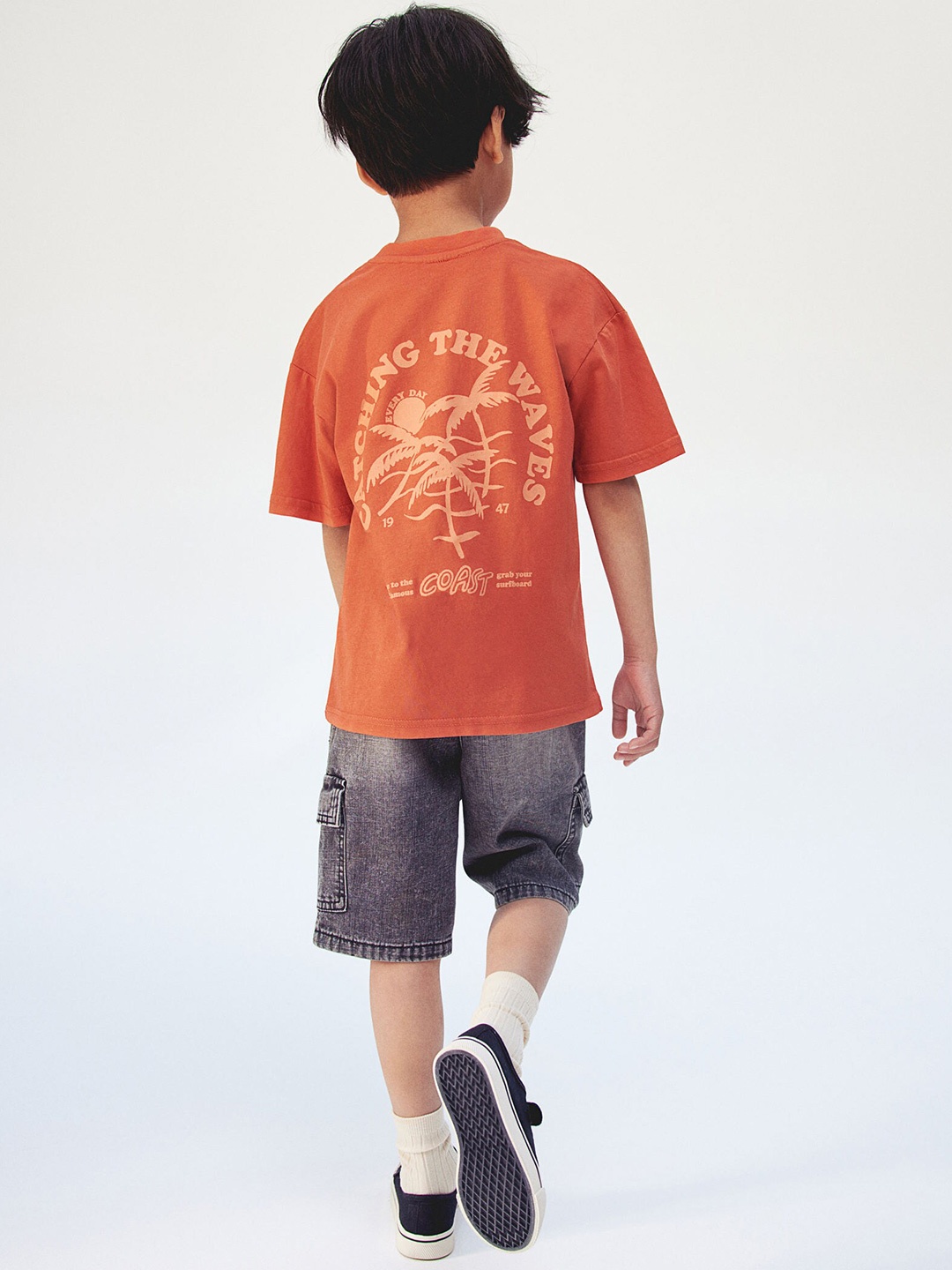 

H&M Boys Motif-Detail Cotton T-shirt, Orange