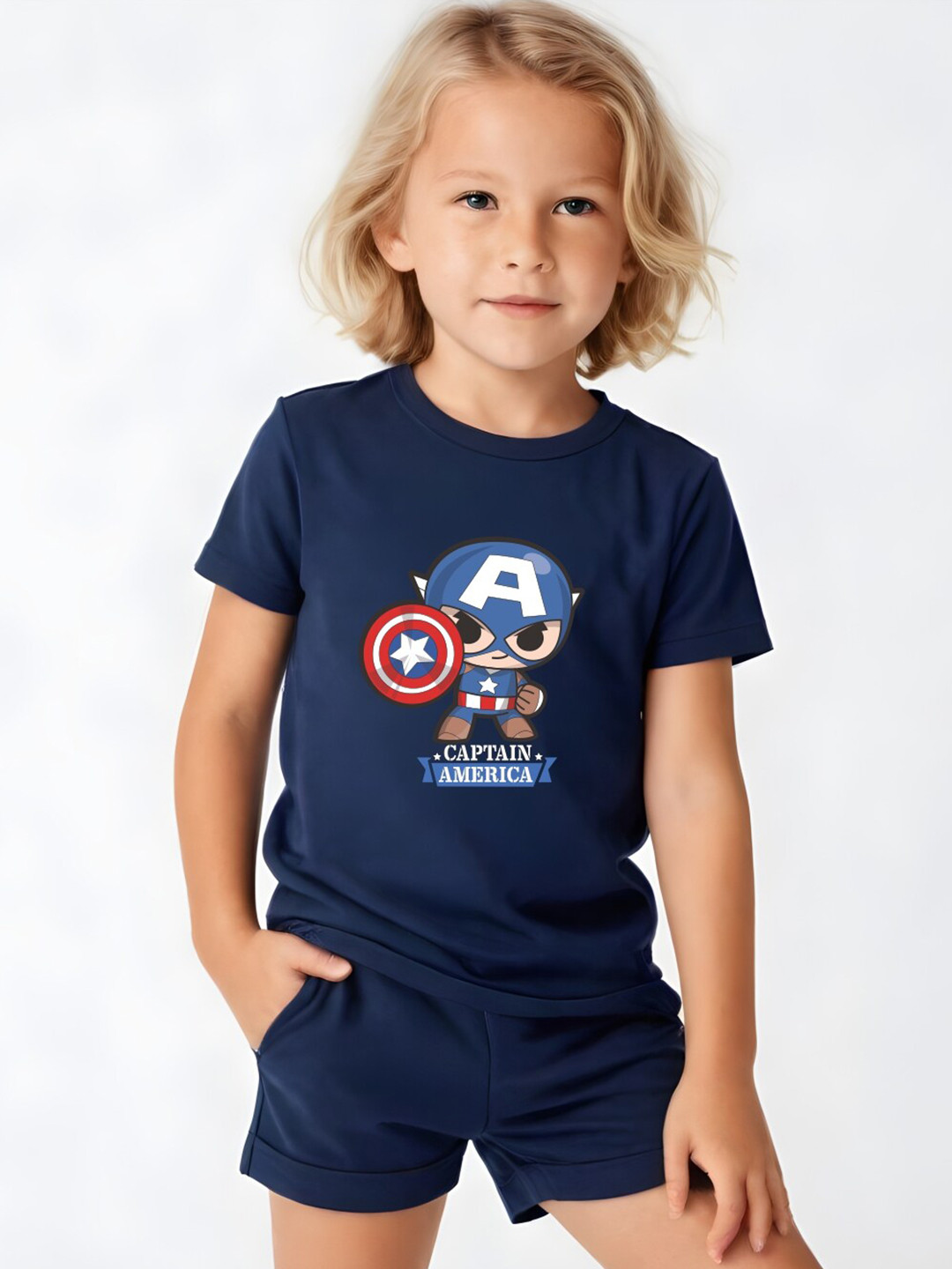 

x2o Unisex Kids Printed T-shirt with Shorts, Navy blue