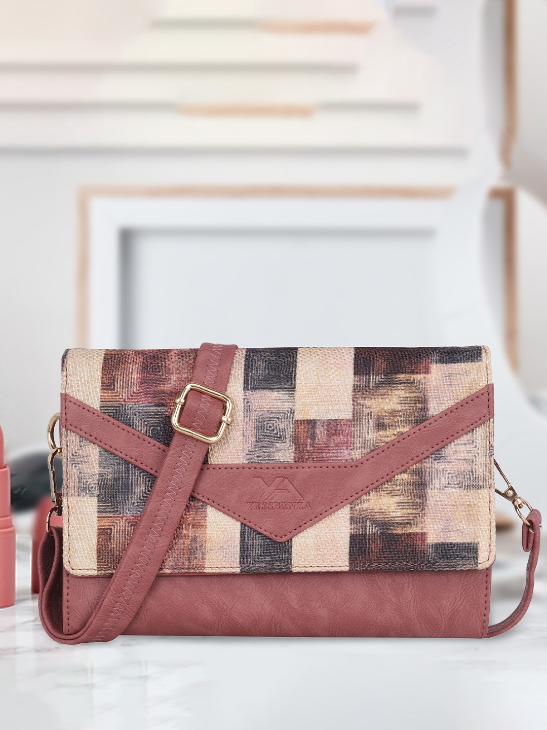 

YESSBENZA Structured Sling Bag, Peach