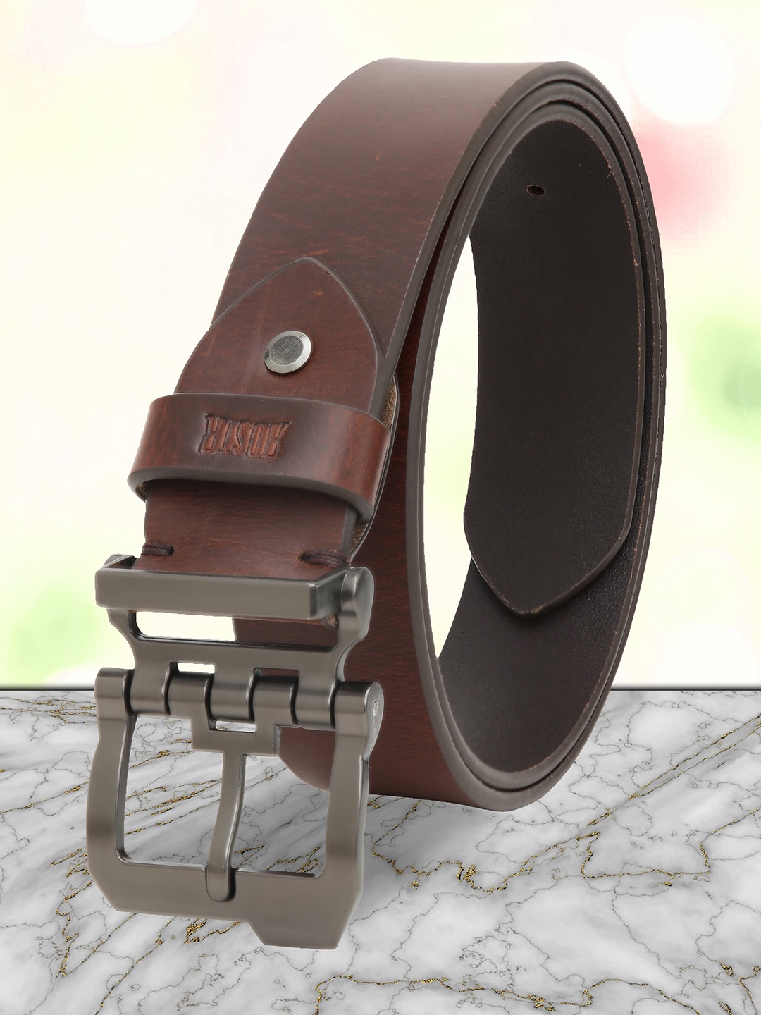 

The Roadster Lifestyle Co. Men Brown Leather Belt