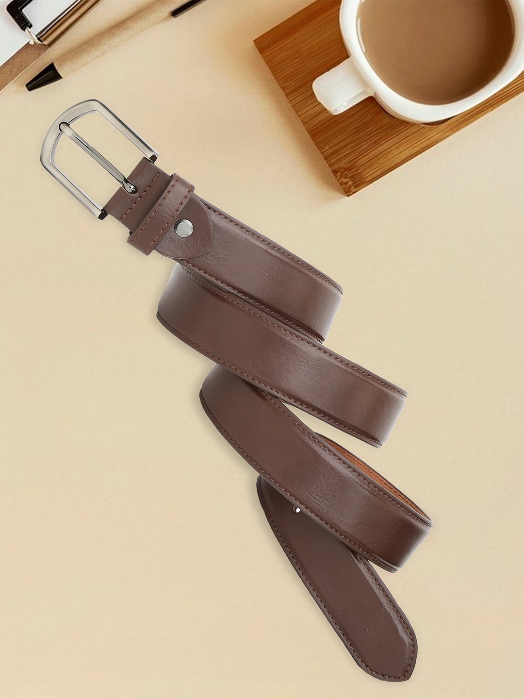 

The Roadster Lifestyle Co Men Solid Formal Belt, Brown