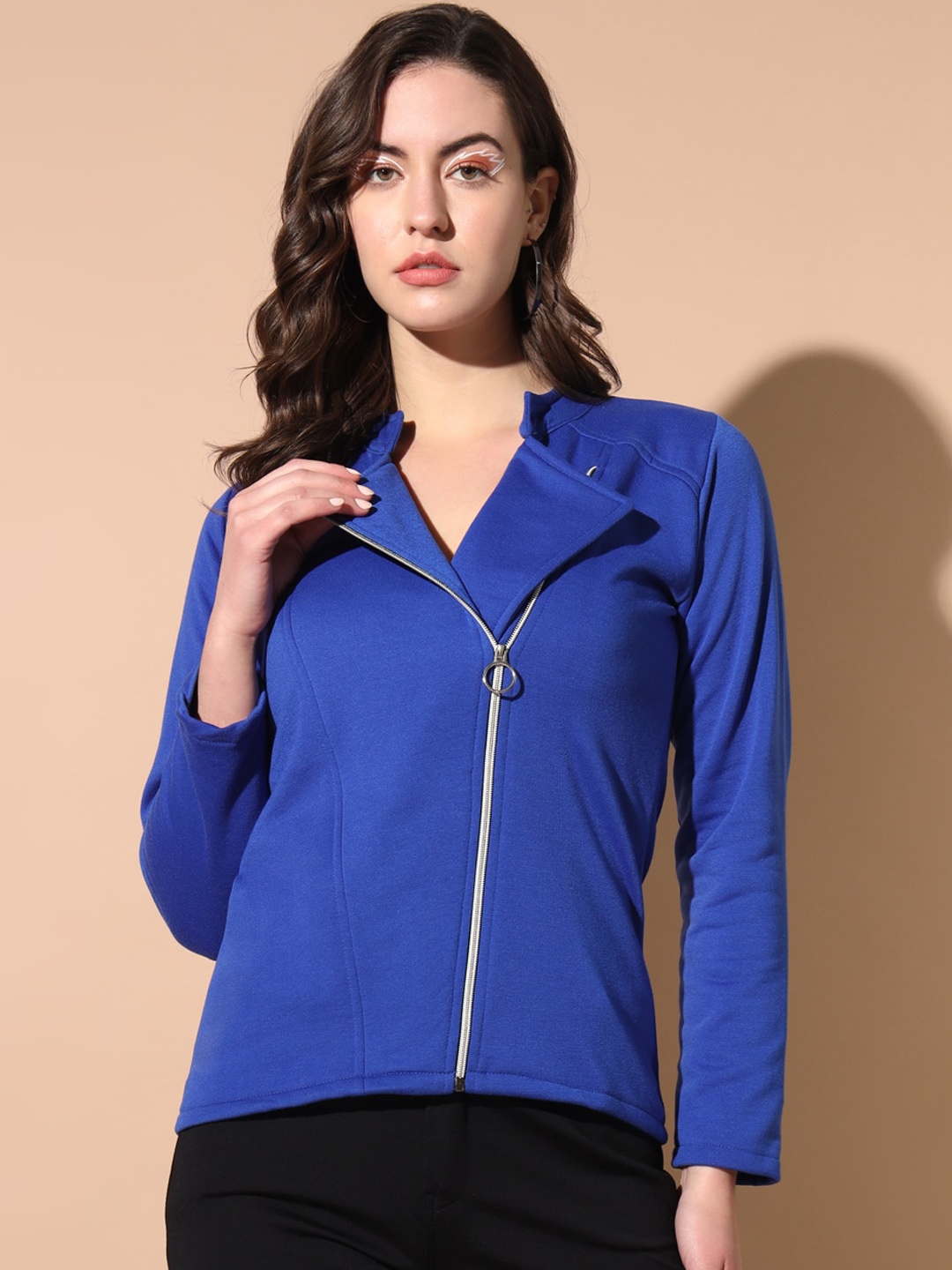 

TANDUL Women Fleece Lightweight Tailored Jacket, Blue