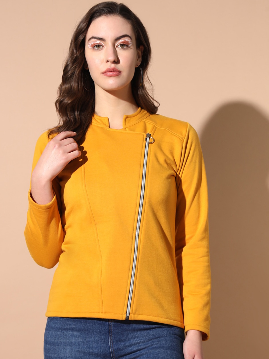 

TANDUL Women Fleece Lightweight Tailored Jacket, Yellow