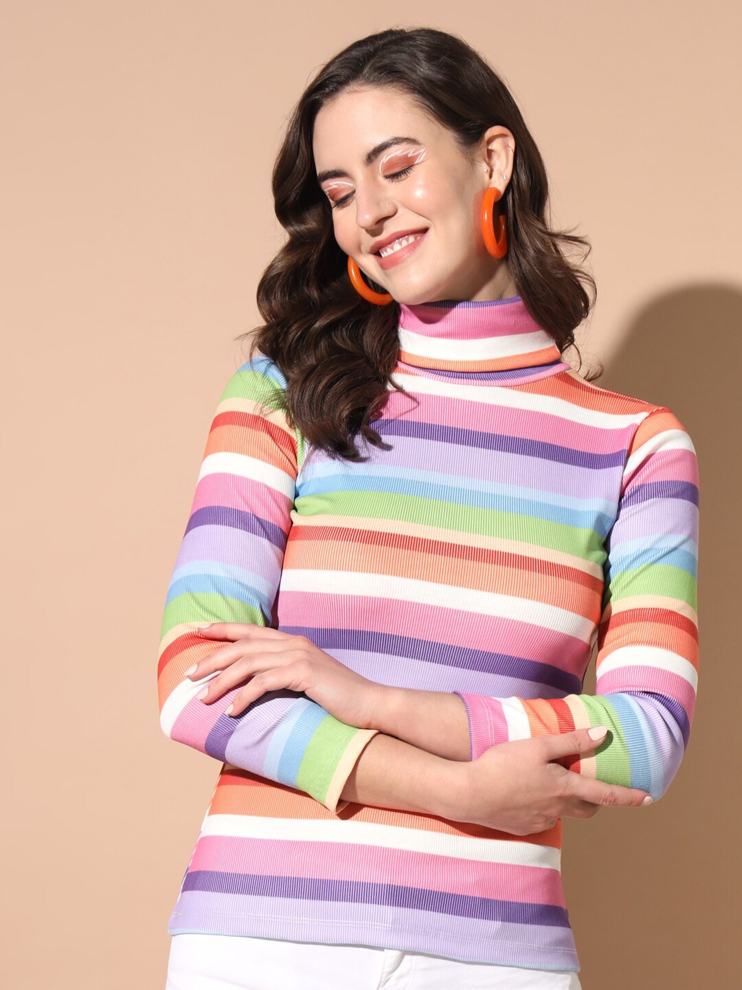 

TANDUL Women Striped Pullover, Pink