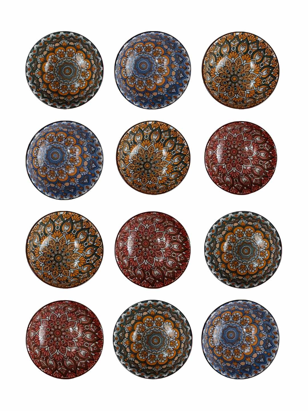 

P-Plus International Set Of 12 Printed Green & Red Ceramic Serving Bowl