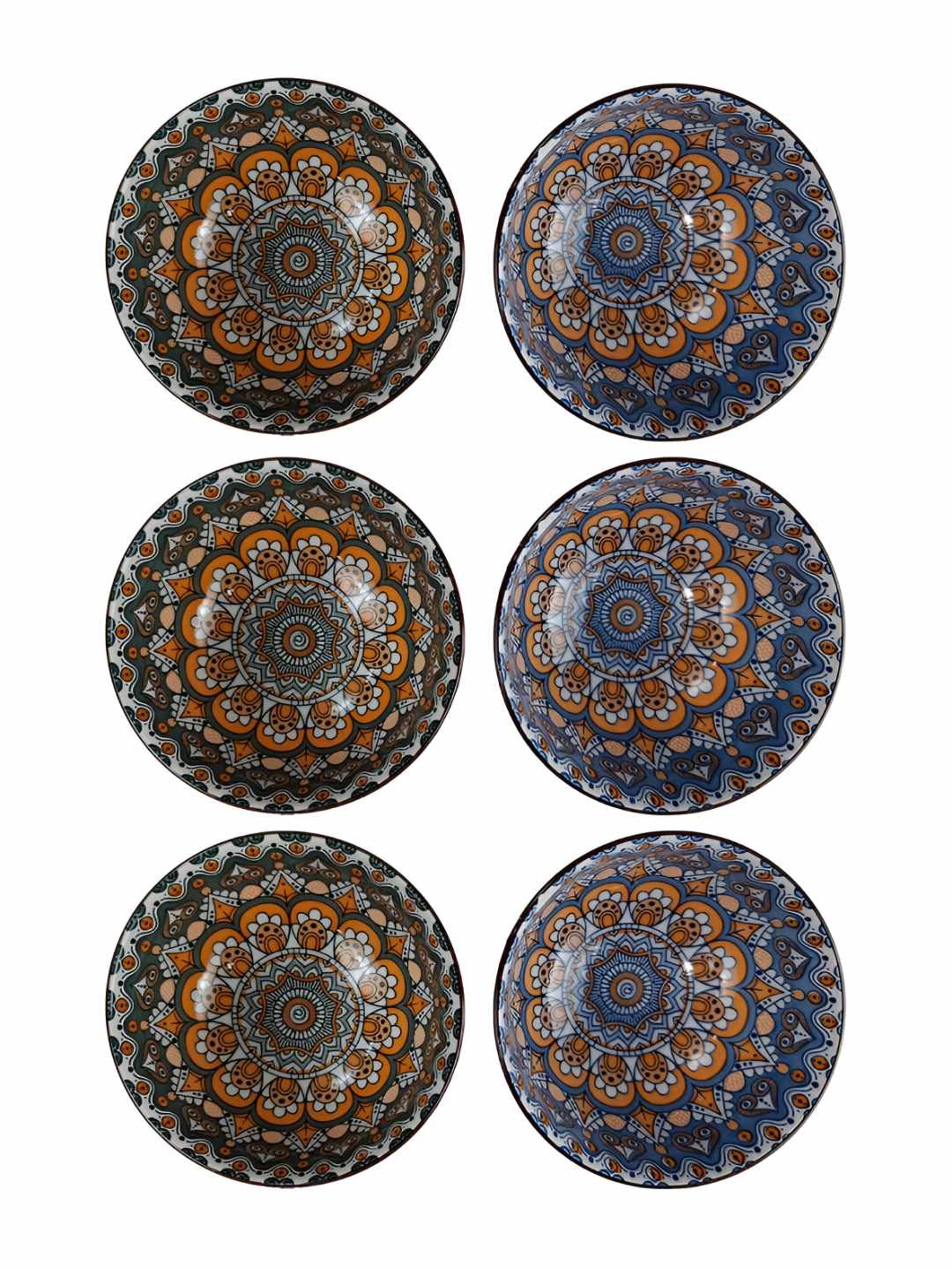 

P-Plus International 6-Pcs Printed Ceramic Serving Bowl, Blue