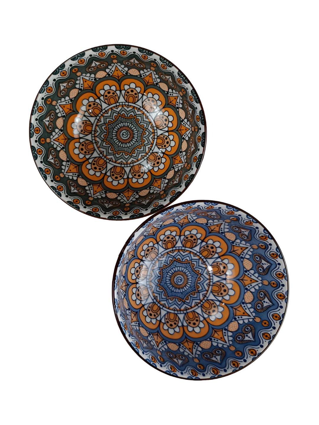 

P-Plus International 2-Pcs Textured Ceramic Serving Bowls - 300ml, Blue
