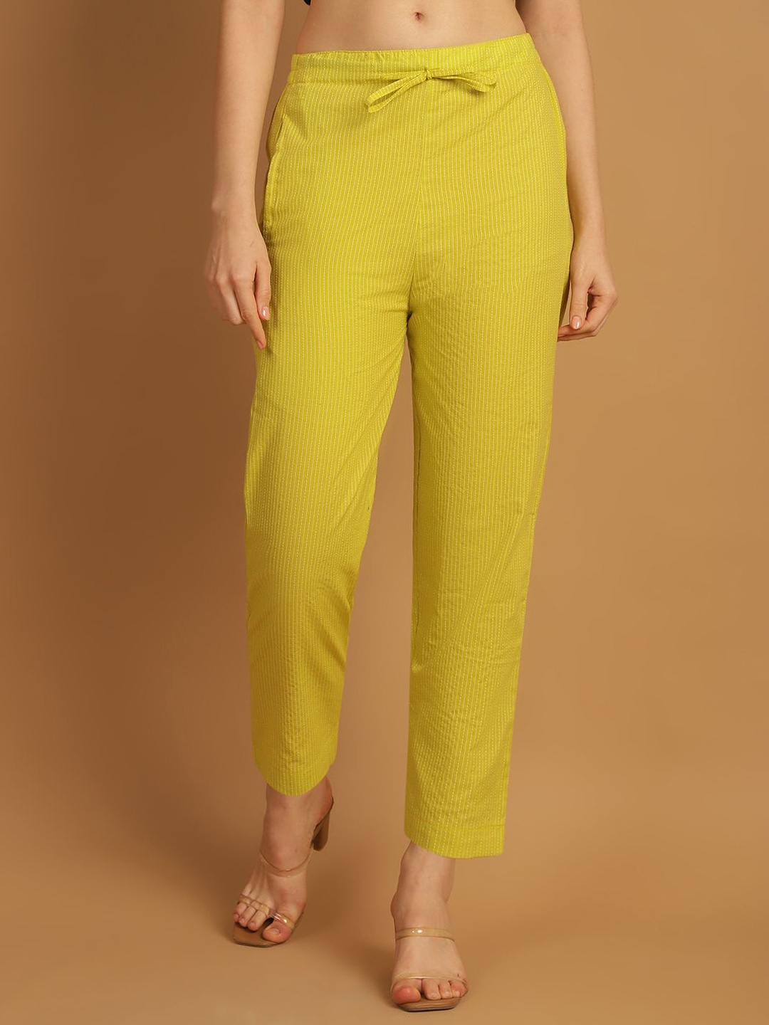 

Aarsha Women Low-Rise Cotton Trouser, Yellow