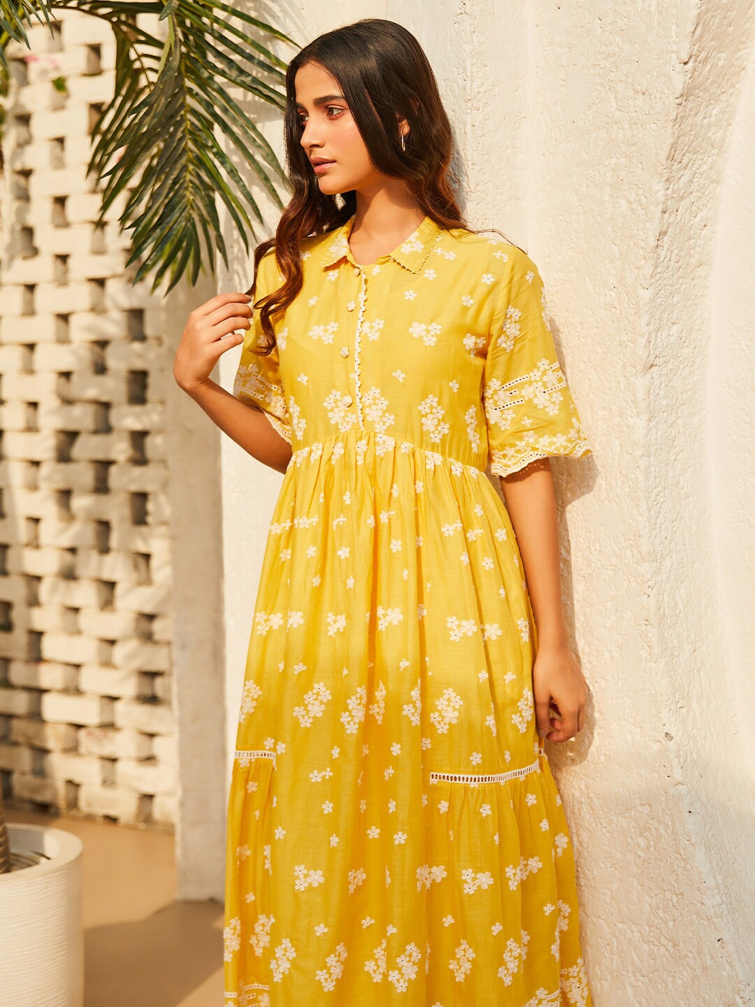 

Biba Floral Printed Maxi Midi Dress, Yellow