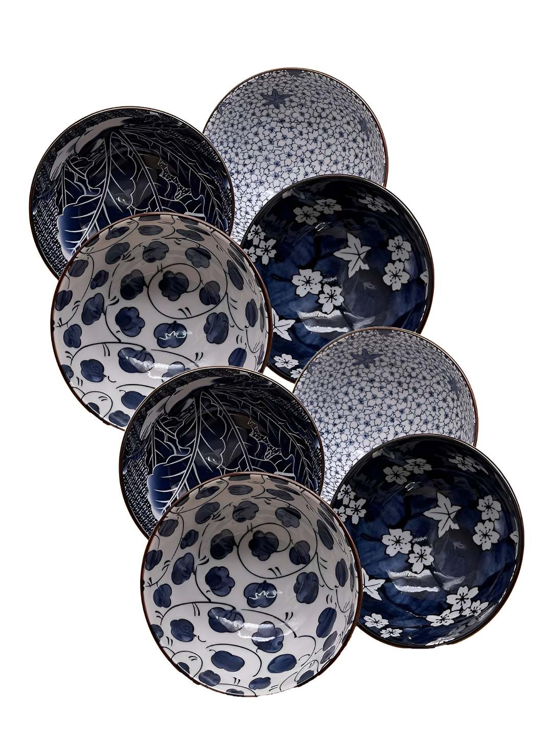 

P-Plus International Set Of 8 Printed Blue & Purple Ceramic Serving Bowl