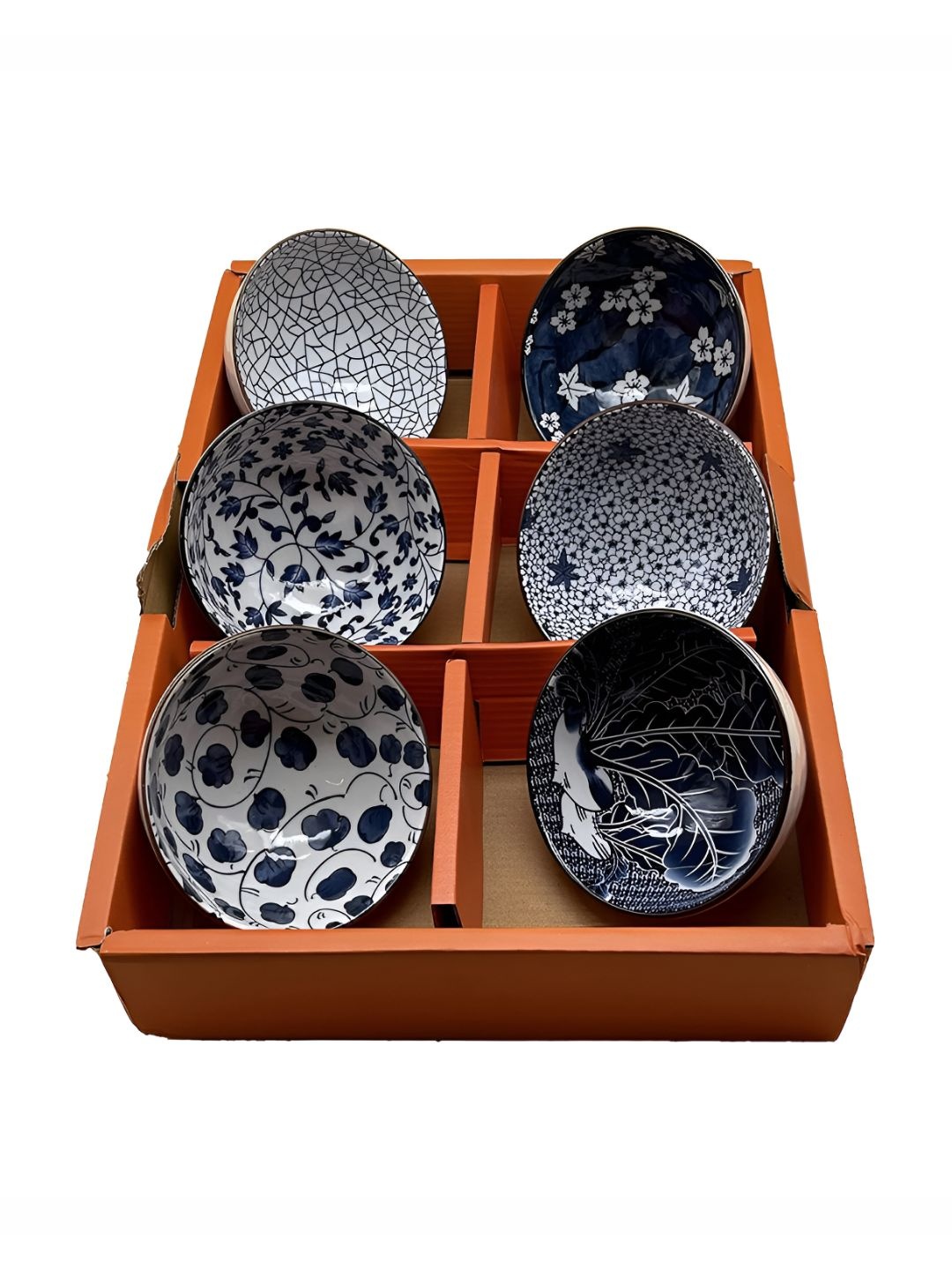 

P-Plus International 6-Pcs White & Blue Printed Ceramic Serving Bowls