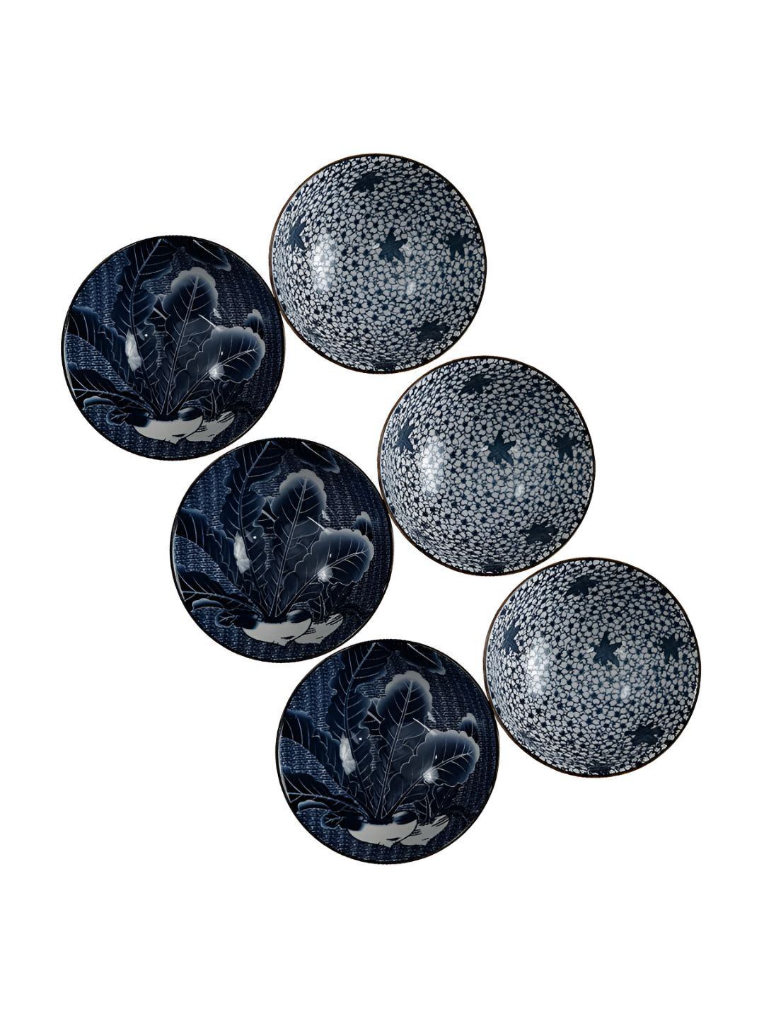 

P-Plus International 6-Pcs Printed Porcelain Serving Bowls, Blue